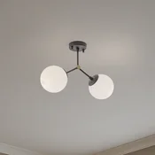 Opviq Stropna svetilka Damar, črna, steklo, 2-svetilna, dolžina 44 cm - Dnevna soba/jedilnica - črna, bela