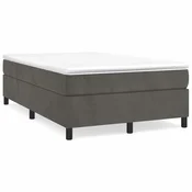 Vidaxl Posteljni okvir z vzmetmi temno siv 120x200 cm žamet