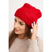 Kesi Womens winter hat made of wool with decorative weave K451 red