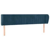 Vidaxl Vzglavje z ušesi temno modro 163x23x78/88 cm žamet