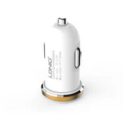 Auto punjac LDNIO DL-C22 dual USB 2.1A + Type-C kabel beli