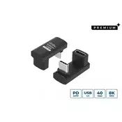 MicroConnect Premium USB4 3x2 USB-C dvojni kotni dolgi adapter, 240 W, 40 Gbps