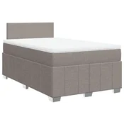 Vidaxl Box spring postelja z vzmetnico taupe 120x200 cm blago