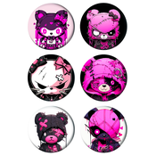 Set bedževa Emo kitty, 37 mm, 6 kom