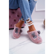 Ladys slippers with Panda fur Dark Pink Fimeo