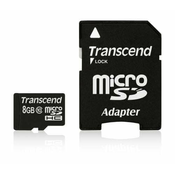 Transcend Pomnilniška kartica 8 GB microSDHC (razred 10) (z adapterjem)