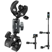 K&F Dual Super Clamp Camera Mount with 360° Ball Head, Bike/Motorcycle Handlebar Mount for Pole, Tripod, Desk, Flag, Umbrella