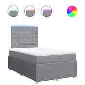 Vidaxl Boxspring postelja z vzmetnico svetlo siva 120x190 cm blago