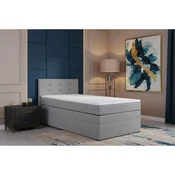 MID.YOU BOXSPRING POSTELJA 90 cm x 200 cm , tekstil, leseni material siva