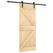 Vidaxl Drsna vrata Naravna in črna 85 x 210 cm Masiven borov les