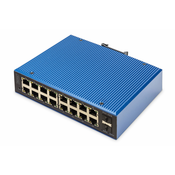 Ind. 16+2-Port Gigabit L2 managed Ethernet POE Swi 16 x GE RJ45 + 2 SFP Port, IEEE802.3at (30W)