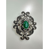 Brooch XZ459-107 silver + green