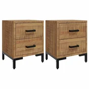 Vidaxl Nočna omarica 2 kosa 36x30x45 cm trdna borovina