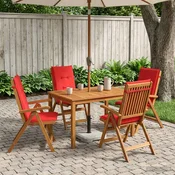 Vidaxl 5-Piece Garden Dining Set 4-sedežni Rdeča Masiven les akacije