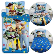 Disney DISNEY Toy Story Modra, DVOSMERNA, bombažna otroška posteljnina na zadrgo, 100% BOMBAŽ 140x200cm+70x90cm OEKO-TEX