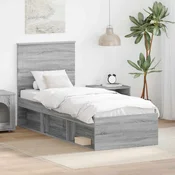 Vidaxl Konstrukcija postelje z vzglavjem Siva Sonoma 75 x 190 cm