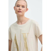 Bombažna kratka majica Armani Exchange ženska, bež barva, 8NYTMX YJG3Z