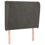 Vidaxl Vzglavje z ušesi temno sivo 93x23x118/128 cm žamet