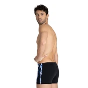 Mens swimsuit arena infinite stripe short black/neon blue/multi 32