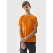 Boys 4F Printed Organic Cotton T-Shirt - Orange