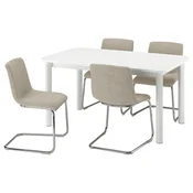 STRANDTORP/LUSTEBO Miza in 4 stoli, bela/Viarp bež/rjava, 150/205/260 cm