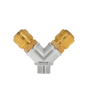Medeninast razdelilnik zraka Tvardy 1/2 z dvema hitrima spojkama 81607