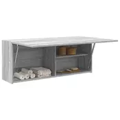 Vidaxl vidaXL Stenska kopalniška omarica, siva, sonoma hrast, 100x25x40 cm
