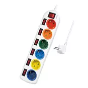 Logilink produžni kabel s 7 prekidača, 6x CEE 7/3, višebojni