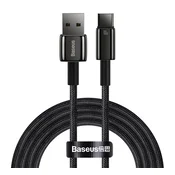 Baseus Tungsten Gold USB kabel za brzo punjenje i prijenos podataka, Tip-A na Tip-C, 100W, 2 m, crni