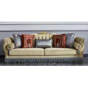Casa Padrino luxury baroque sofa beige/blue - Magnificent living room sofa - Baroque style living room furniture - Luxury furniture in baroque style - Noble & Magnificent