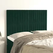 Vidaxl Vzglavje postelje temno zeleno 144x5x118/128 cm žamet