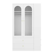 SONNENH Garderobna omara, 120 x 50 x 200 cm, MDF/steklo/jeklo, bela, predali za shranjevanje, prostor za shranjevanje, za shranjevanje v spalnici