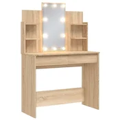 Vidaxl Toaletna mizica z LED lučkami sonoma hrast 96x40x142 cm
