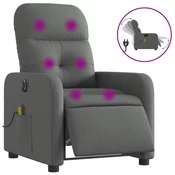 MAISON CHIC Električni masažni naslanjač - Relax naslanjač temno sivo blago, (22061672)