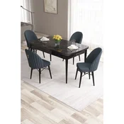 Hanah Home trpezarijski set Roz, sto na razvlacenje i 4 stolice, ploca u dekoru crnog mermera, antracit tkanina Babyface