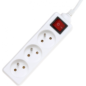 PremiumCord white 5 m extension cord 230V, 3 drawers + switch