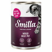 6 x 400 g Smilla mokra mačja hrana po posebni ceni! - Multimesni lonček: perutnina, govedina & divjačina