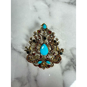 Brooch XZ459-191 gold + blue