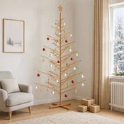 Leseno božično drevo 240 cm Bambus in masiven borov les Rjava