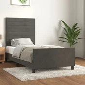 Vidaxl Posteljni okvir brez vzmetnice temno siv 80x200 cm žamet