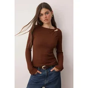 Trendyol Milla ženska bluza Twoaw26Bz00134, braon-braon