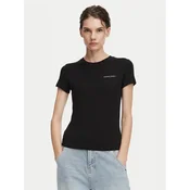 Tommy Jeans Majica Logo Slim črna/bela