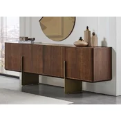 Casa Padrino luxury sideboard brown/brass 220 x 50 x H. 78 cm - Solid wood cabinet with 4 doors - Solid wood furniture - Luxury furniture - Luxury furnishings