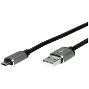 ROLINE Roline USB kabel USB 2.0 USB-A vtič\, USB-mikro-B vtič 1.80 m črna zaščiten 11.02.8771, (20417207)