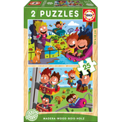 Lesene puzzle Cirkus in lunapark Educa 2x25 delov od 4 leta