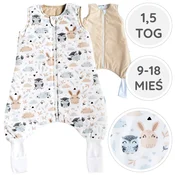 shumee BabyU, celoletna spalna vreča z nogavicami in nogavicami, dvojna zadrga, 1,5 TOG, 9-18 M