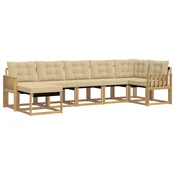 Set vanjskih sofa s jastukom 7 pcs Bijela i bež