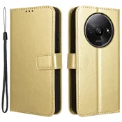 GS Ovitek za Xiaomi Redmi A3, denarnica Crazy Horse, zlat