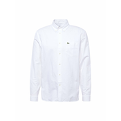 Pamucna košulja Lacoste za muškarce, boja: bijela, regular, s button-down ovratnikom