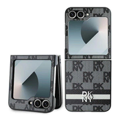 slomart Etui DKNY Chequered Pattern Printed Stripes za Samsung Galaxy Z Flip 6 - črno